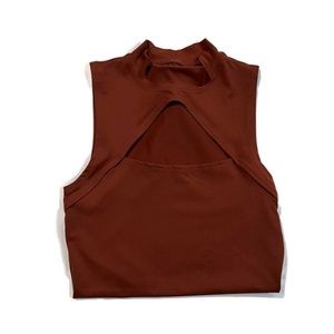 Abercrombie Seamless mock neck cutout bodysuit size small color brown